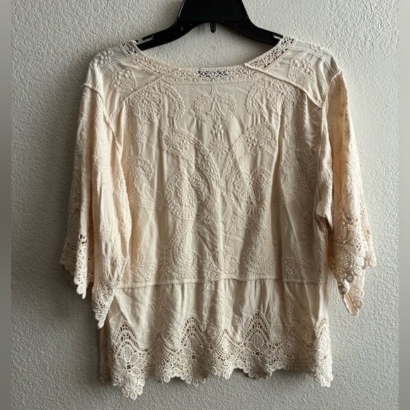 Democracy Women's Crochet Cotton Peplum Top S - Picture 4 of 11